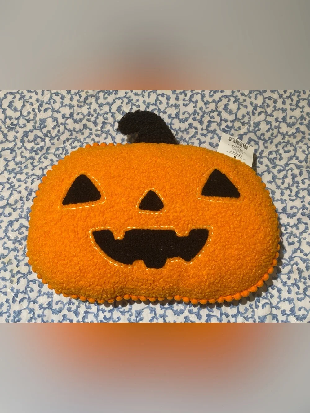 Halloween Jack-O’-Lantern Pumpkin Throw Pillow Plush 13x12 New